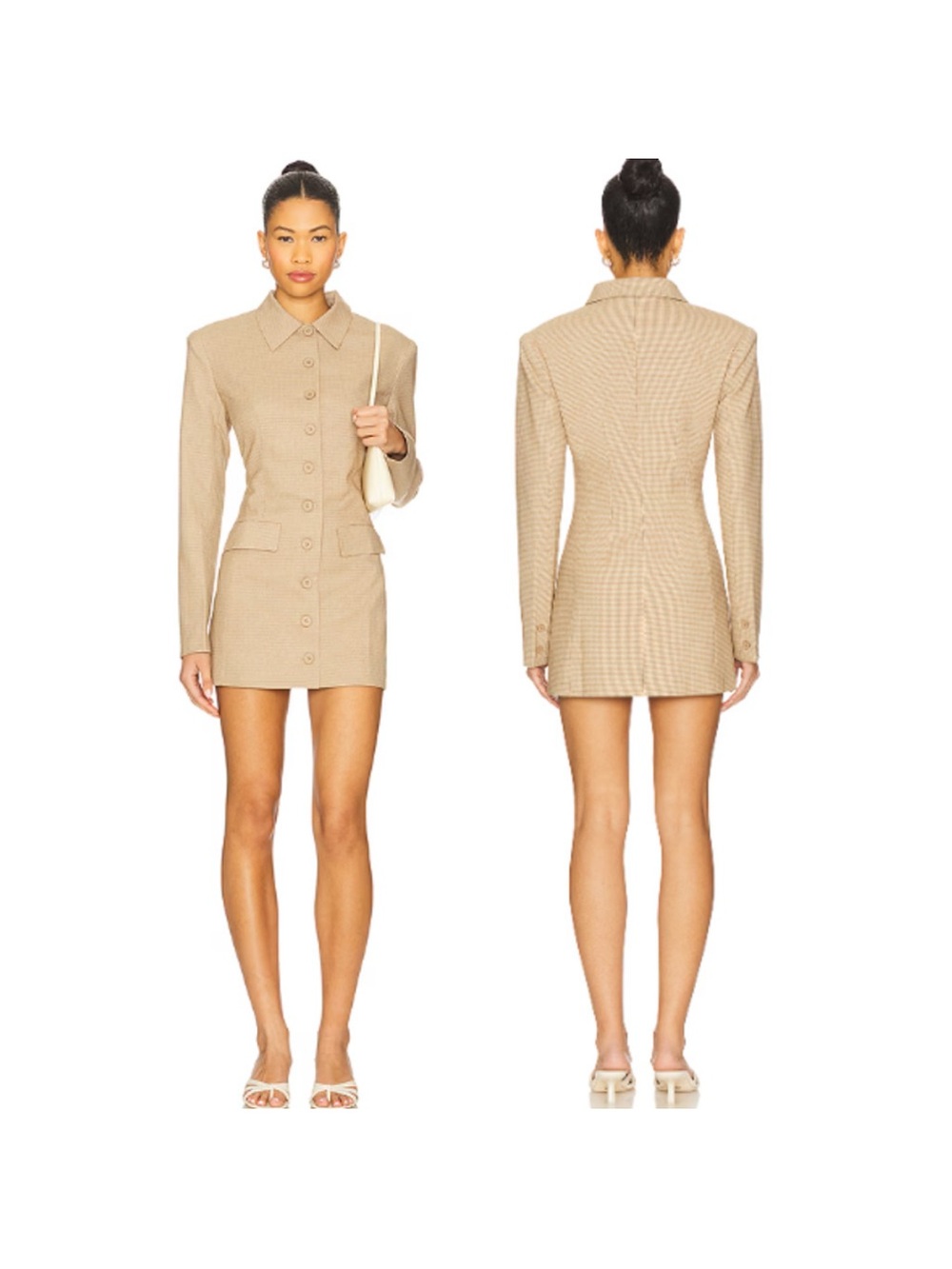 Lioness Beige Button-Front Mini Dress